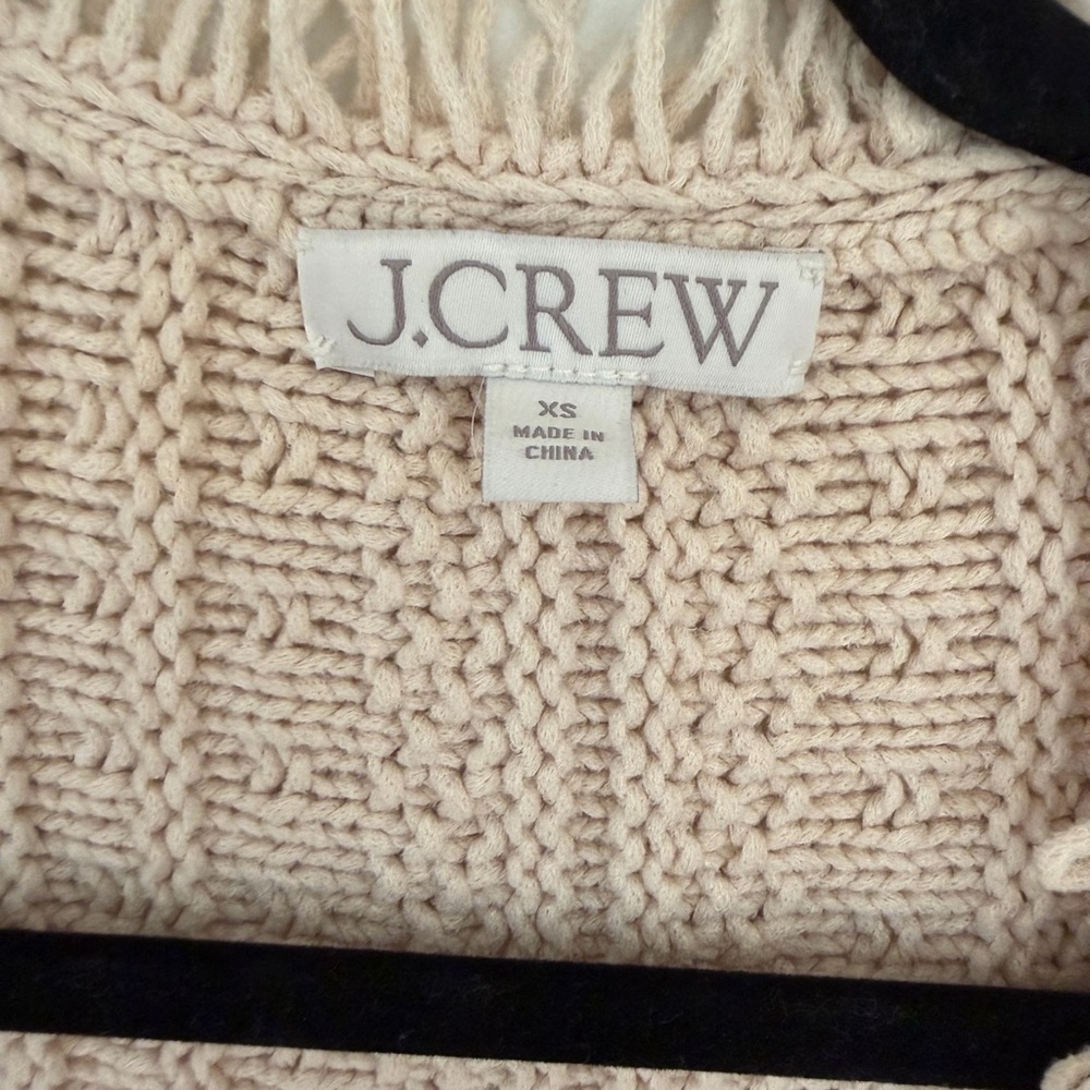 J. Crew Cream Knit Cardigan with Fringe - Picture 2 of 4